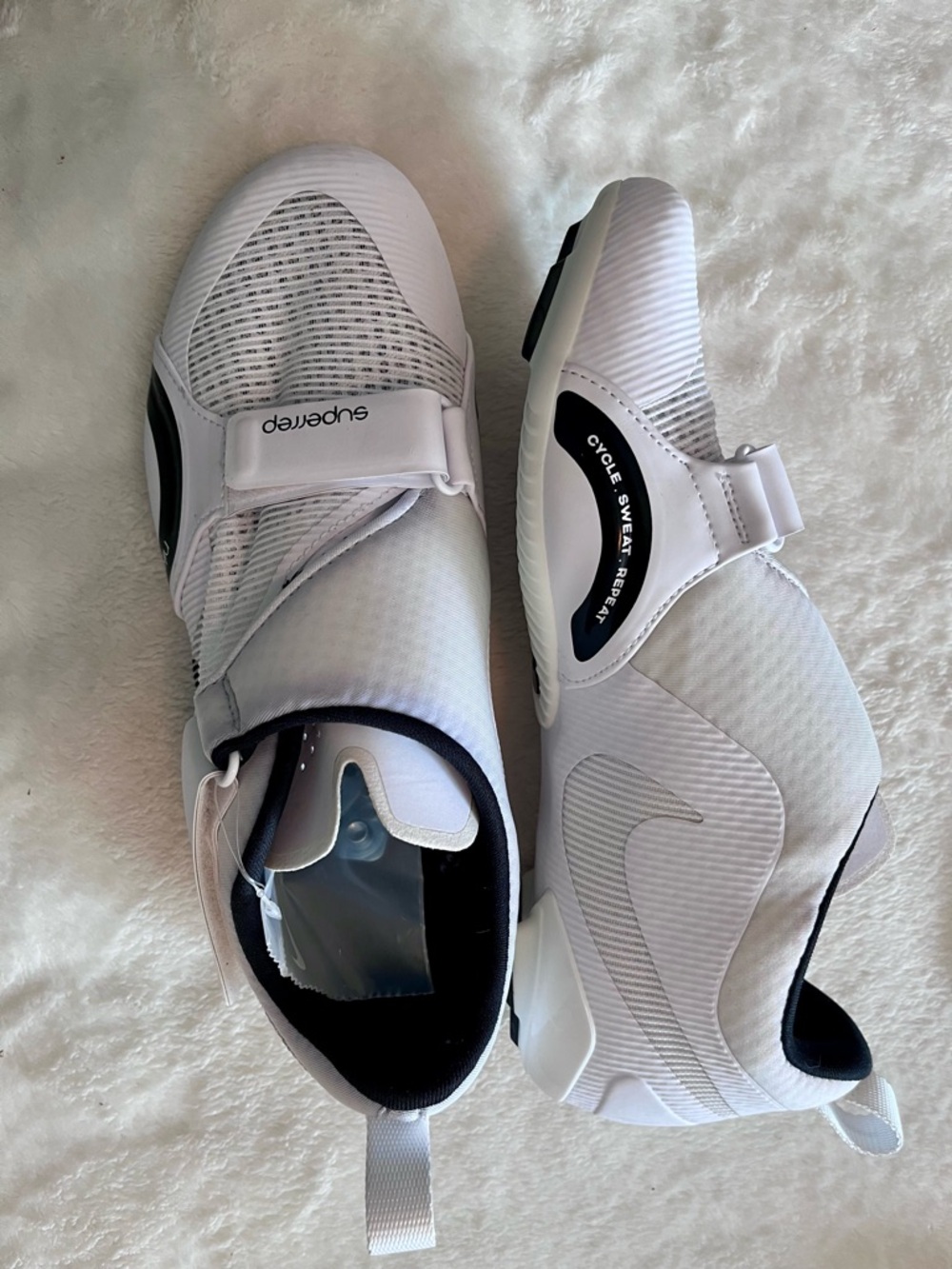 Nike White and Black SuperRep Cycle Shoes